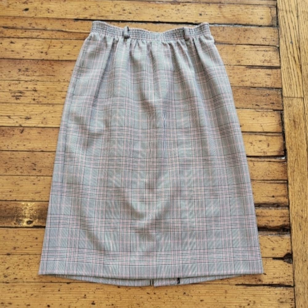 Haberdashery by Leslie Fay Vintage Glen‎ Check Red Plaid Skirt Petite Size 10